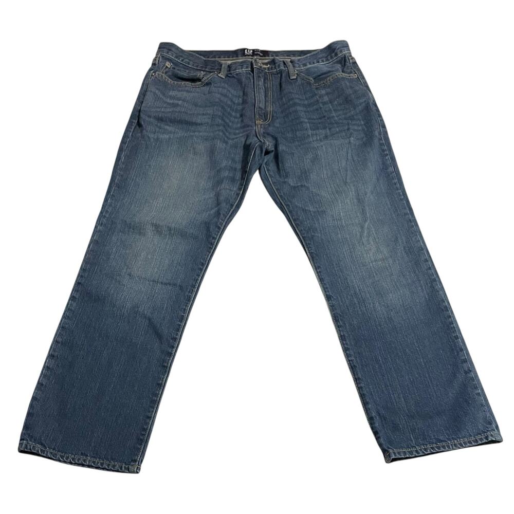 Gap Mens Jeans Size 34 Straight Leg Mid Rise Zip Fly Dark Wash Denim Blue Jeans